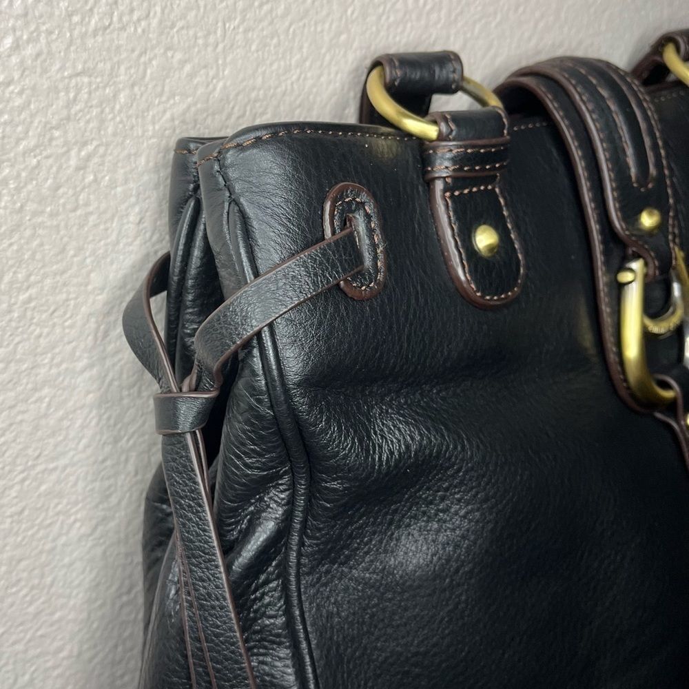 Etienne Aigner Vintage Shoulder Bag Handbag Black Leather Purse Gold Buckle​​​ - Picture 7 of 12